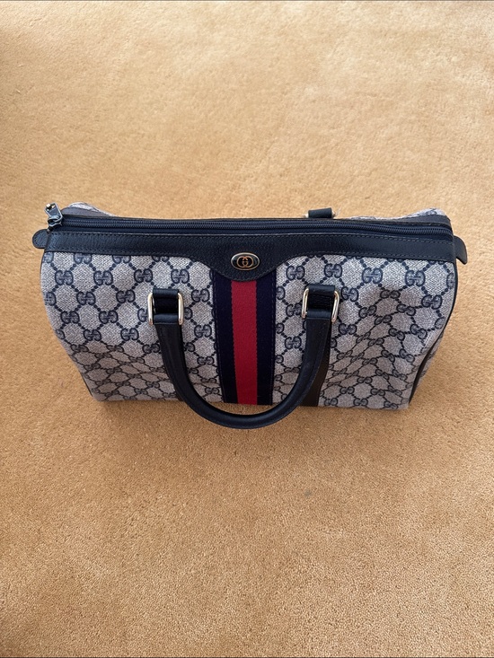 Gucci Handbags - Gucci GG Monogram Bowler bag with Red Web Stripe